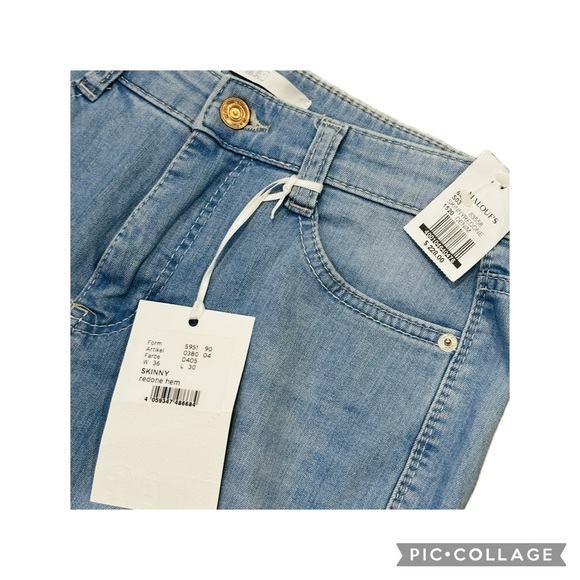 👖💎 MAC Jeans Skinny Redone Hem | NWT Patchwork Raw Edge Cropped Denim, Women’s 6 - Picture 3 of 5